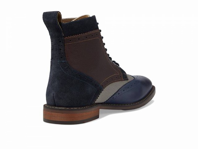 Stacy Adams ステーシーアダムス メンズ 男性用 シューズ 靴 ブーツ レースアップ 編み上げ Finnegan Wing Tip Boot Navy【送料無料】