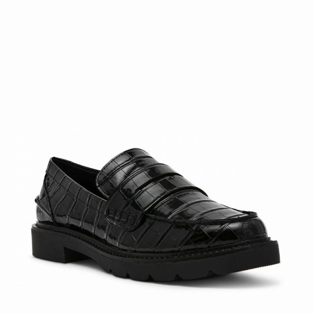 Anne Klein アン クライン レディース 女性用 シューズ 靴 ローファー ボートシューズ Eryn Black Croc【送料無料】