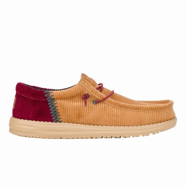 Hey Dude ヘイデュード メンズ 男性用 シューズ 靴 ローファー Wally Funk Corduroy Tan/Burgundy【送料無料】