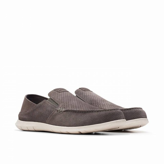 Clarks クラークス メンズ 男性用 シューズ 靴 ローファー Flexway Easy Dark Grey Suede【送料無料】