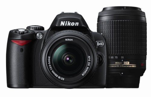 Nikon デジタル一眼レフカメラ D40 ダブルズームキットII ブラック D40BWZI(中古品)の通販は