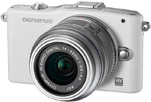 OLYMPUS ミラーレス一眼 PEN mini E-PM1 レンズキット ホワイト E-PM1 LKIT(品) カメラ