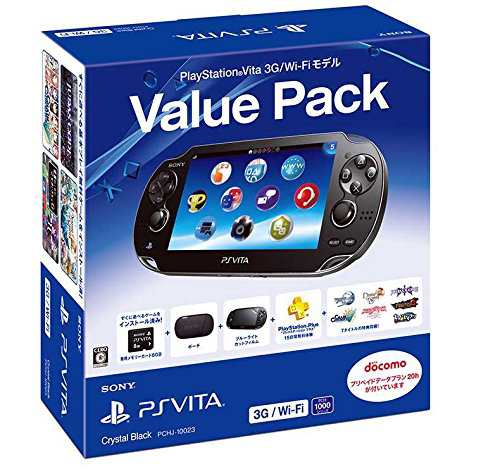 PlayStation Vita Value Pack 3G/Wi-Fiモデル クリスタル・ブラック【メーカー生産終 (中古品)