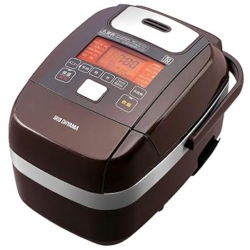 アイリスオーヤマ 炊飯器 3合 圧力IH式 メタリックブラウン 圧力IH式 銘柄炊き分け機能 極厚火釜 蒸しプレート付(中古品)