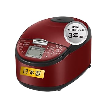 HITACHI 炊飯器 5.5合 圧力IH RZ-H10EJ R メタリックレッド 日本製 黒厚鉄釜 蒸気セーブ(中古品)