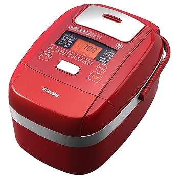 アイリスオーヤマ 炊飯器 5.5合 圧力IH式 メタリックレッド 圧力IH式 銘柄炊き分け機能 極厚火釜 蒸しプレート付(中古:未使用・未開封)