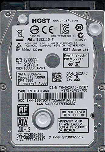 hts725050?a7e630?P/N : 0j32835?MLC : da5337タイHGST 500?GB(中古品)の通販は