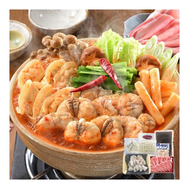 「関とら本店」 旨辛ふくチゲ鍋黒豚しゃぶしゃぶ （ごまふぐちり250g、しゃぶしゃぶ用豚肉150g、トッポッキ100g、鍋用餃子96g、ふぐつみれ80g） / ふく ふぐ フグ てっちり 送料無料