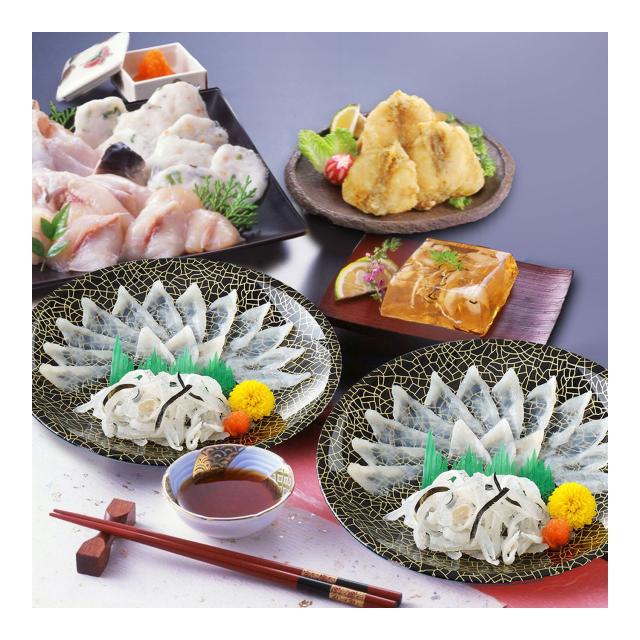 「関とら本店」 ふくづくし だんらんセット （とらふぐ刺身15g×2、とらふぐ皮20g×2、ふぐちり200g、ふぐ唐揚げ80g×2、ふぐ煮こごり100g、ふぐつみれ80g） / ふく ふぐ フグ てっさ てっちり 送料無料
