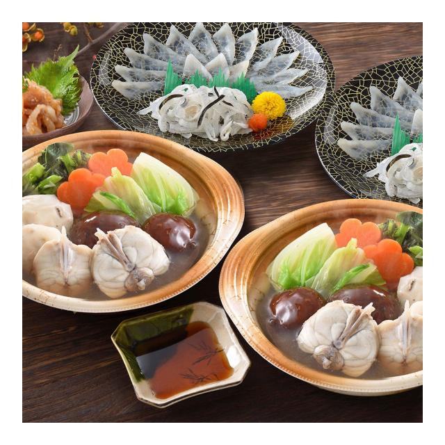 「関とら本店」 とらふく刺身・とらふくちり個食鍋セット （とらふぐちり鍋300g×2、とらふぐ刺身15g×2、とらふぐ皮20g×2、とらふぐ塩辛60g） / ふく ふぐ フグ てっさ てっちり 送料無料