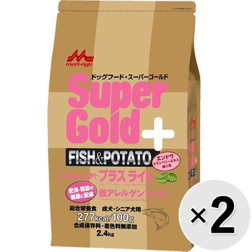 【SALE】【セット販売】スーパーゴールド フィッシュ&ポテト プラス ライト 肥満・関節の健康に配慮 低アレルゲンフード 2.4kg×2コ