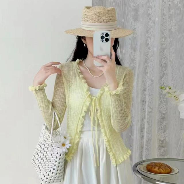 カーディガン サマーニット ボレロ トップス 日焼け対策 冷房対策 UVカット/[crr69] 日焼け止め ボレロ サマーニットカーディガン トップス 冷え