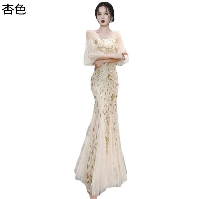 ロングワンピース イブニングドレス マキシ シースルー スリット フレア袖 マーメイドドレス チュール 刺繍 タイト ディープ Vネック ハイウエスト レディース スリム 発表会 演奏会 春夏 宴会 ロングワンピース イブニングドレス マキシ シースルー スリット