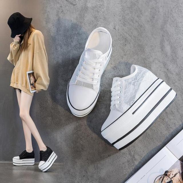 インヒールスニーカー 厚底 総レーススニーカー レディース スリッポン インヒール スニーカー レディーススリッポンヒール8cm レディース靴 シューズ 厚底ス ハイカットスニーカー