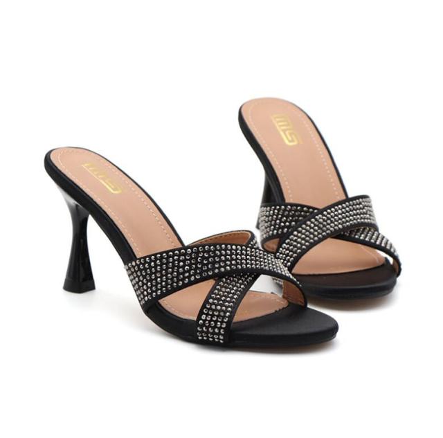 サンダル ミュール レディース ヒール 痛くない 脱げない 靴 美脚 疲れにくい ハイヒール 走れる 歩きやすい サボサンダル オープントゥ ピンヒール