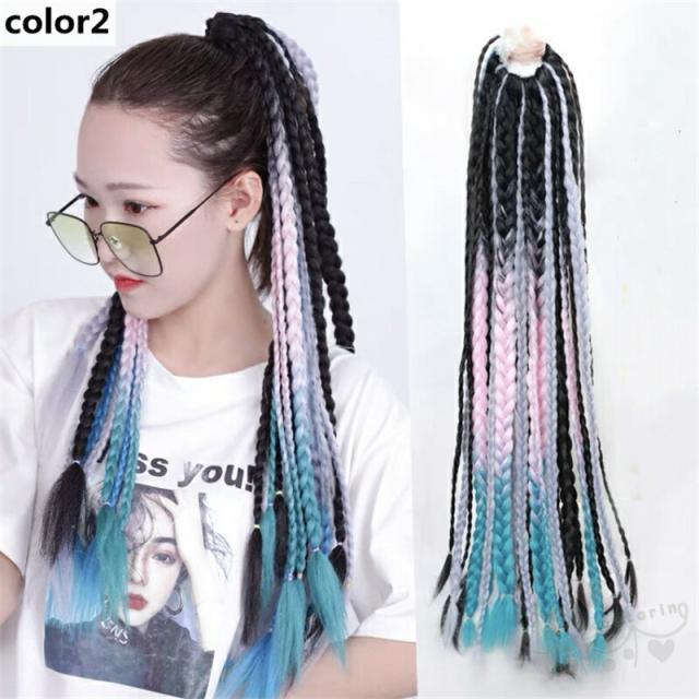 三つ編み 編み込み 24本 メッシュ エクステ エクステンション ヘア