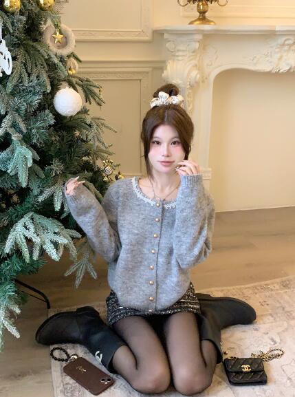 厚手レースカーディガン カディガン レディース 秋 トップス 長袖 ニット ニットカーディガン セーター ニットソー ゆったり 秋服 合わせやすい 普段着 通勤 デート カジュアルシンプル