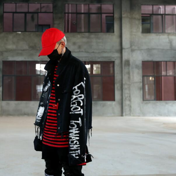 ジージャンデニムジャケットアウター長袖 ビッグシルエット ゆめかわいい 奇抜 派手 トップス ダンス衣装プリントダメージ加工 韓国ファッション 大きいサイズ 服 原宿系オーバーサイズ レディー 個性的