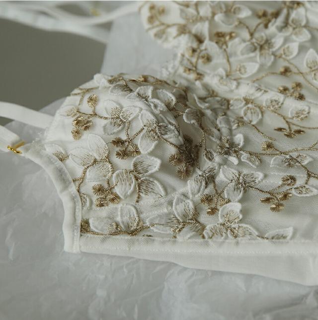 花刺繍 ブラジャーショーツセット Salute 花柄刺繍 ブラジャー C65 2点