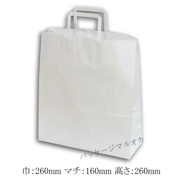 【直送／代引不可】手提げ紙袋 E判 晒白無地 100g 平手紐 26cm巾 800枚