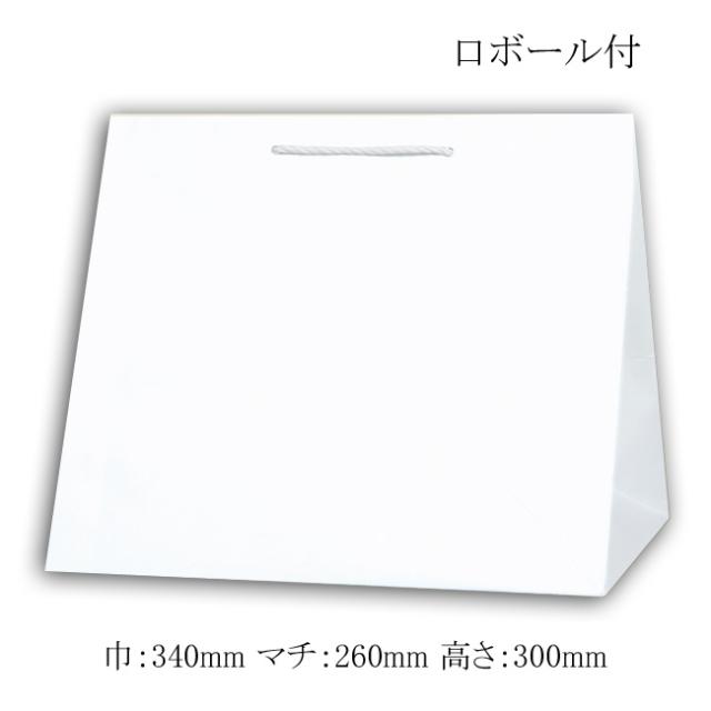 手提げ紙袋 スムース ワイドS 片艶120g 巾350mm (巾350 マチ220 高さ360 取っ手ロープ紐) 100枚 持ち帰り用紙袋 50-5700 手提げ袋 白無地 600×220×480 50P ササガワ