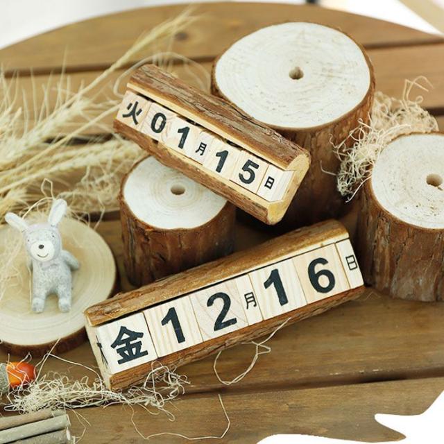 日めくり カレンダー 木製 万年カレンダー 卓上 アンティーク風
