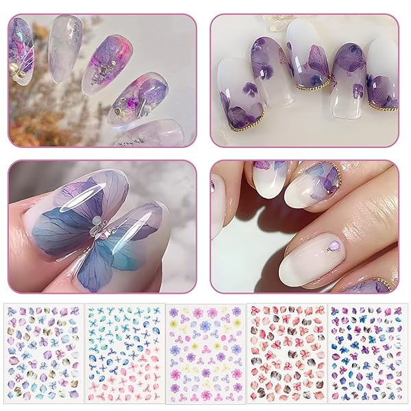 ネイルシール＊5枚セット ネイルパーツ、シールセット 5枚セット ネイルシール 5色 リボン