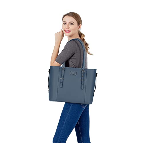 MOSISO ノートパソコン用トートバッグ 女性用 プレミアムPUレザー ビジネス 仕事 旅行 ショルダー ハンドバッグ 厚手の耐衝撃性コンパートメン MOSISO PUレザー ノートパソコン トートバッグ レディース 17.3 Inch