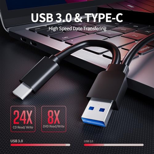 外付けCD DVDドライブ USB 3.0 u0026 USB-C キャリーケース付 : Yisjek CD DVDドライブ 外付けUSB 3.0タイプCスロット