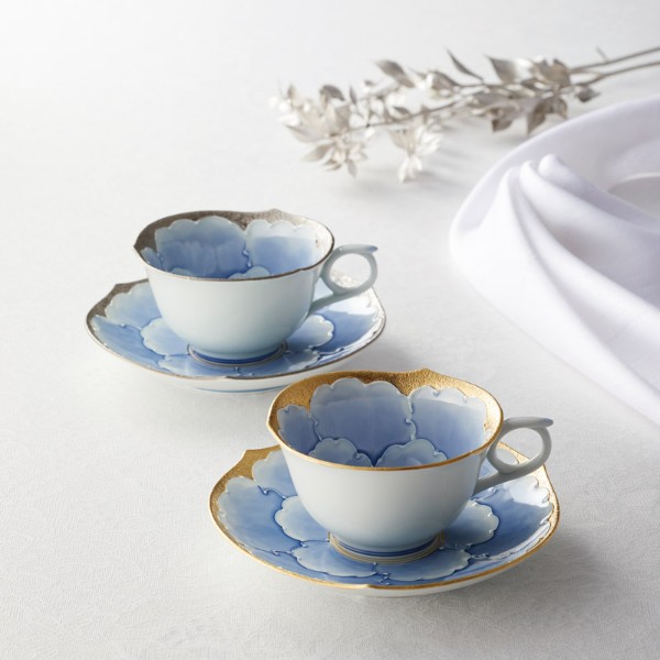 有田焼 文山窯 プラチナ牡丹 ペア珈琲碗皿 卸売り