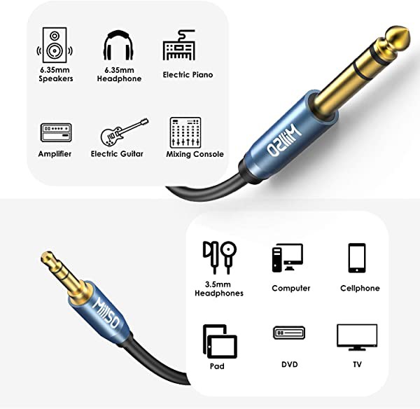 オーディオ変換ケーブル 3.5mm ⇒ 6.35mm 変換プラグ オス-オス 3.5mmミニプラグ to 6.35mm標準プラグ ステレオケーブル  金メッキ ブルーの通販はau PAY マーケット - Kaga.Lab au PAY マーケット店 | au PAY マーケット－通販サイト