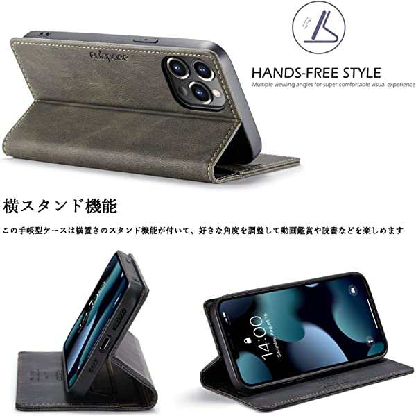 OCASE IPhone13 Pro Max ケース 手帳型横置きスタンド機能 Android用