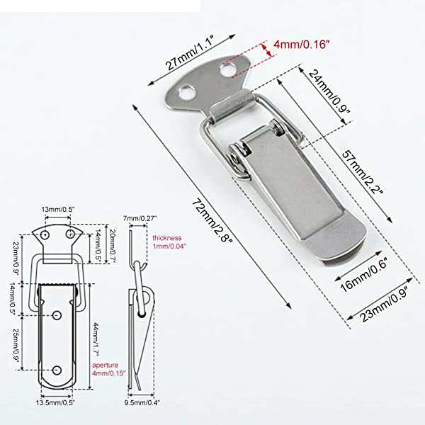 72mm 掛け金スプリングトグルラッチ パッチン錠 ステンレス製掛け金