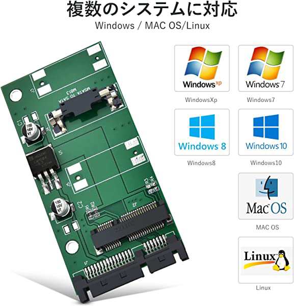 mSATA SSD ケース 2.5 インチ M.2 mSATA SSD to SATA 6Gbps アルミ製