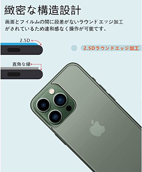 男女兼用 iPhone 13 Pro ガラスフィルム 9H 2.5D 2枚セット fawe.org