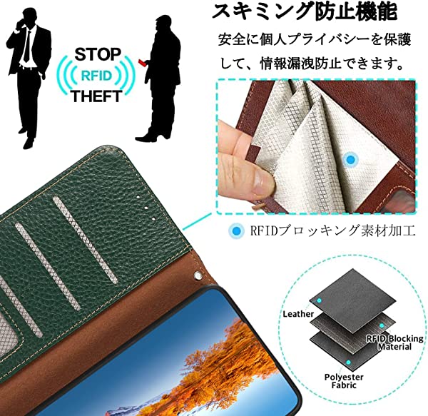 Galaxy A21 ケース 手帳型 本革 ギャラクシーA21 SC-42A SCV49 本革 カバー 財布型 高級本皮 シュリンクカーフレザー シンプル手帳ケース 耐摩擦 サイドマグネット式 カード収納 大容量 3枚 横置きスタンド機能 耐衝撃 グリーン 送料無料の通販は