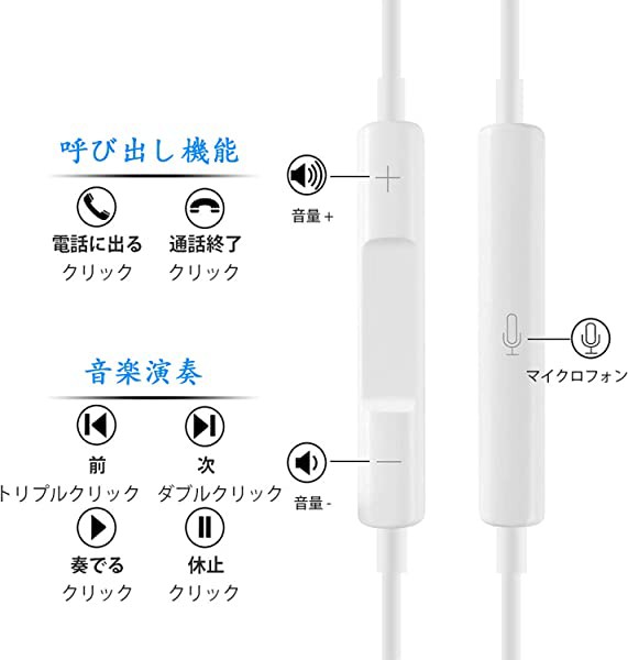 iPhone イヤホン 有線 イヤホン ステレオイヤフォン インナーイヤー型