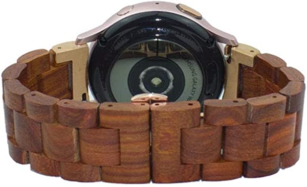 Samsung Galaxy Watch Active/Active 2 40/42/44mm 木製 ステンレススチール 腕時計バンド 木製 腕時計バンド 20mm クイックリリースストラップ 交換用ブレスレット リストバンド 20mm ステンレス