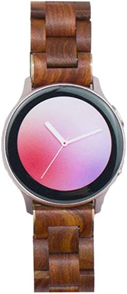 Samsung Galaxy Watch Active/Active 2 40/42/44mm 木製 ステンレススチール 腕時計バンド 木製 腕時計バンド 20mm クイックリリースストラップ 交換用ブレスレット リストバンド 20mm ステンレス