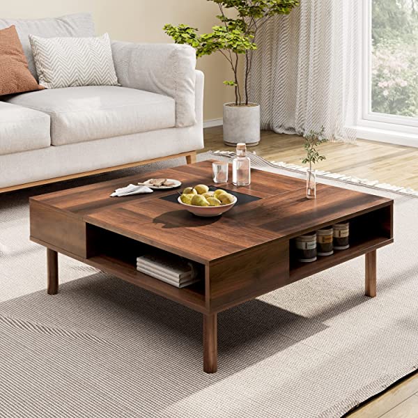 ローテーブル センターテーブル 収納スペース付 ウォールナット