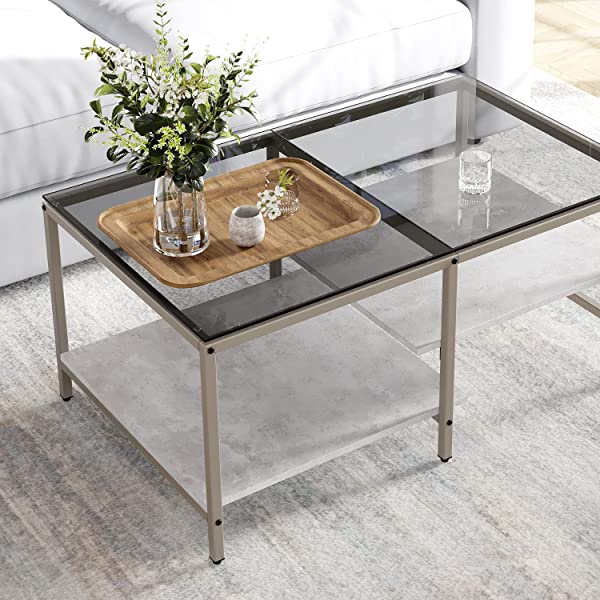 ローテーブル センターテーブル ガラステーブル 二段収納 強化ガラス