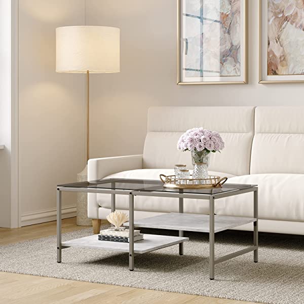 ローテーブル センターテーブル ガラステーブル 二段収納 強化ガラス