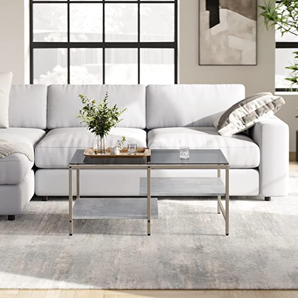 センターテーブル ローテーブル 組立て簡単 二段収納 強化ガラス 収納付 ガラステーブル センターテーブル ローテーブル ガラス 幅96cm 収納