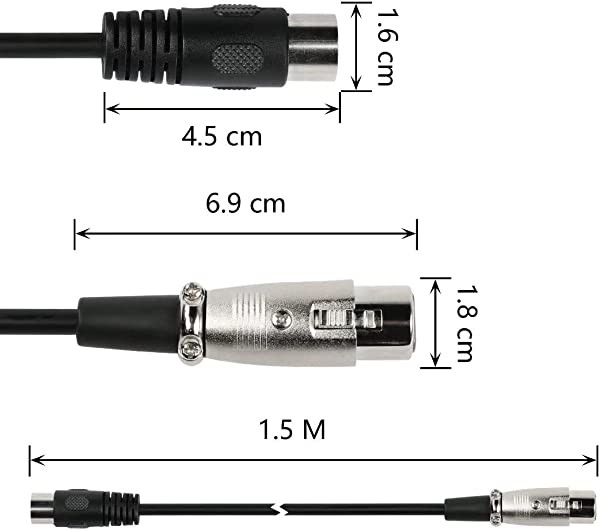 MIDI XLR ケーブル MIDI 5ピン DIN オス XLR 3ピン メス