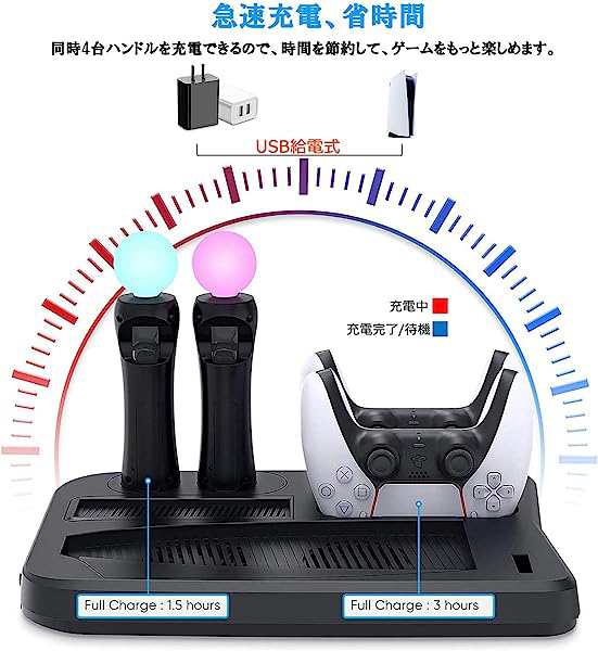 PSVR PS5 縦置きスタンド PS5 多機能 充電 スタンド コントローラー