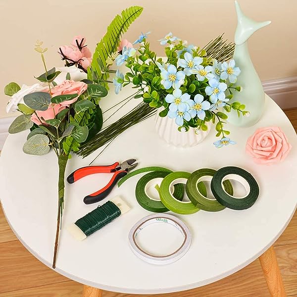 プリザーブドフラワーセット ホワイト・グリーン 　造花　ワイヤー　テープ プリザーブドフラワーセット ホワイト・グリーン 造花 ワイヤー テープ