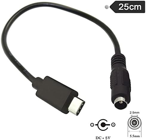 USB 3.1 Type C USB-C - DC 5.5 * 2.5mm 電源プラグ充電ケーブル 25CM