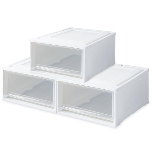 【3個セット】アイリスオーヤマ 収納ケース 衣替え 引き出し クローゼット 圧倒的高コスパ 衣替え 幅39×奥行50×高さ23.2cm ウォークインクローゼット 衣装ケース チェスト 日本製 ホワイト/クリア BC-L