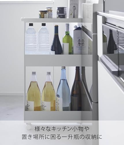 山崎実業(Yamazaki) 【完成品 キャスターのみ取り付け】 キャスター付き スリムワゴン 3段 ホワイト W13×D48×H80.5cm(キャスター含む) タワー tower スリムラック 隙間収納 1804_4