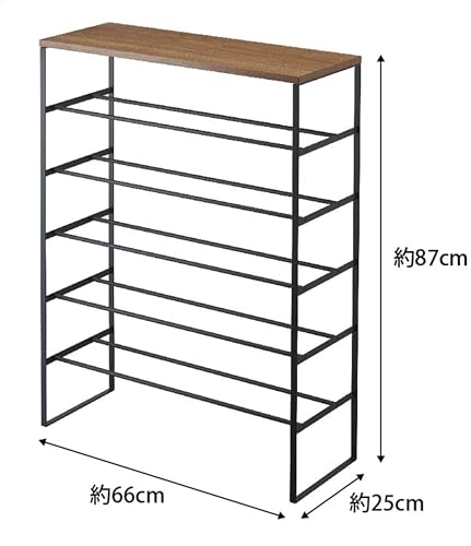山崎実業(Yamazaki) 天板付き シューズラック 6段 ブラック 約W66×D25×H87cm タワー tower 下駄箱 靴 収納 フック付き 3370_6